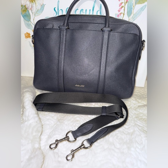 Coach Perry Slim Briefcase in Dark Blue - Picture 2 of 14